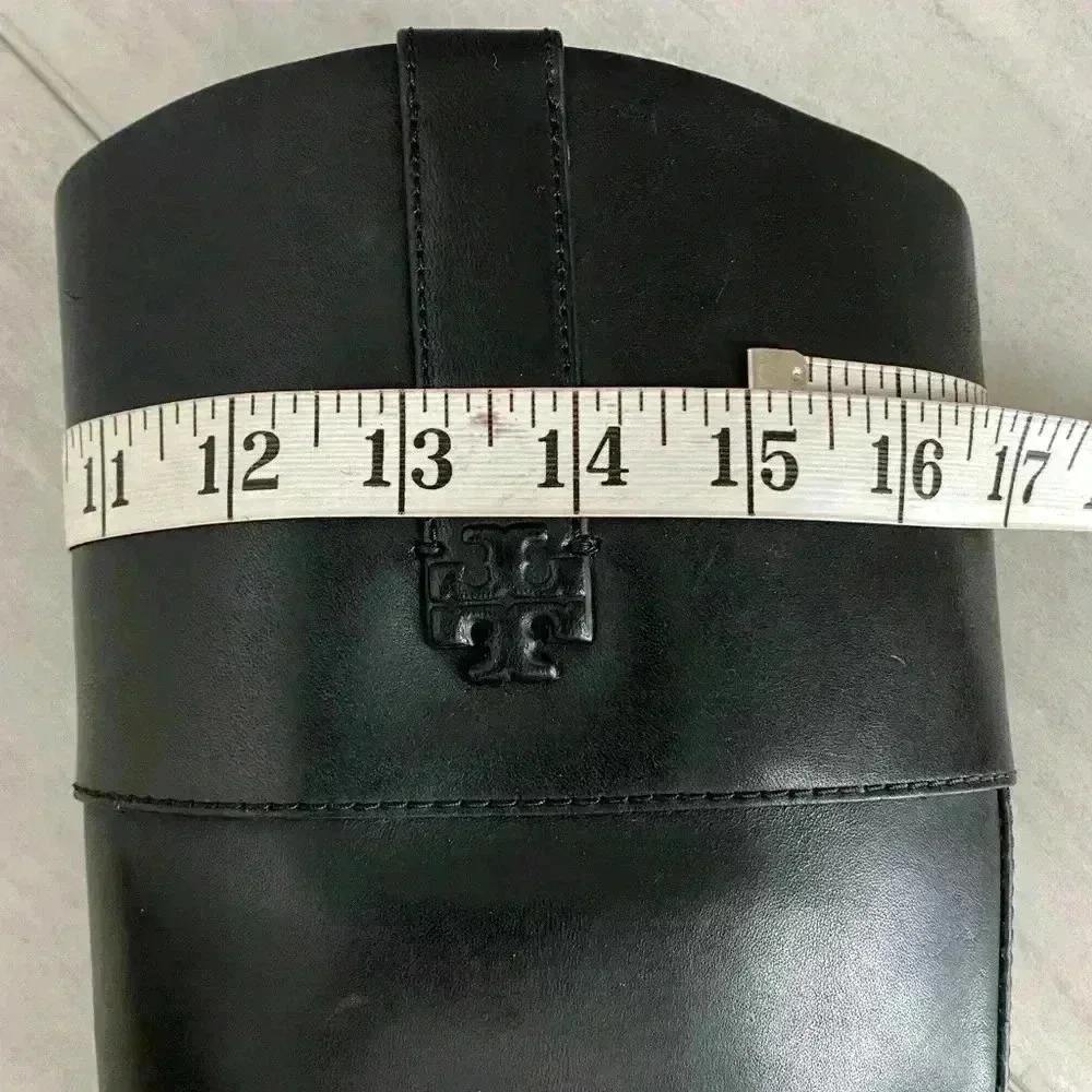 NEW Tory Burch Double T Black Leather Riding Boot Women’s Size 6M